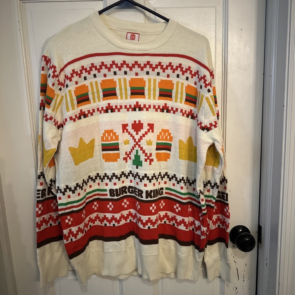Burger King Merchandise RARE 2023 Ugly Christmas Sweater‎ Mens Size Medium